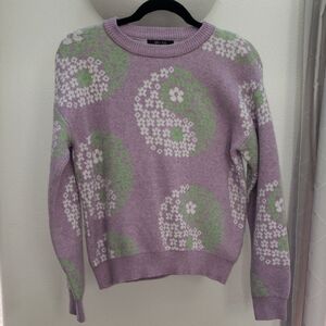 Floral Yin Yang Patterned Women's Sweater